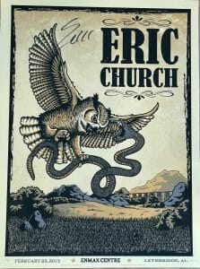 ERIC CHURCH & ARTIST SIGNED AUTOGRAPH NUMBERED 84/100 18×24 POSTER JSA COLLECTIBLE MEMORABILIA