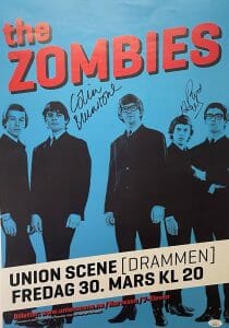 THE ZOMBIES SIGNED AUTOGRAPH 16.5X24 POSTER ROD ARGENT COLIN BLUNSTONE JSA COLLECTIBLE MEMORABILIA