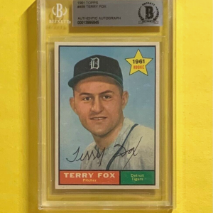 1961 TOPPS TERRY FOX #459 AUTHENTIC AUTO BECKETT CERTIFIED TIGERS