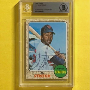 1968 TOPPS ED STROUD #31 AUTHENTIC AUTO BECKETT CERTIFIED SENATORS