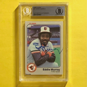 1983 FLEER EDDIE MURRAY #67 AUTHENTIC AUTO BECKETT CERTIFIED ORIOLES HOF