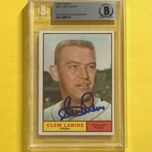 1961 TOPPS CLEM LABINE #22 AUTHENTIC AUTO BECKETT CERTIFIED PIRATES