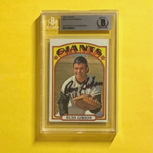 1972 TOPPS RUSS GIBSON #643 AUTHENTIC AUTO BECKETT CERTIFIED GIANTS