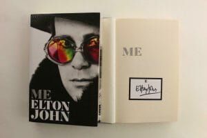 ELTON JOHN SIGNED AUTOGRAPH ME BOOK – GOODBYE YELLOW BRICK ROAD, CARIBOU, RARE!
 COLLECTIBLE MEMORABILIA