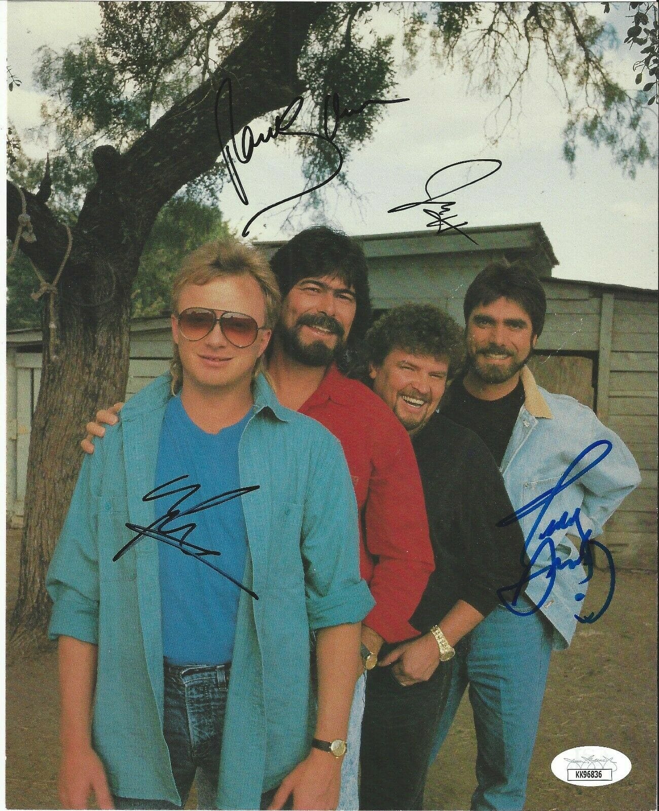 ALABAMA SIGNED BY ALL 4 AUTOGRAPH 8×10 PHOTO COUNTRY MUSIC JSA COA
 COLLECTIBLE MEMORABILIA