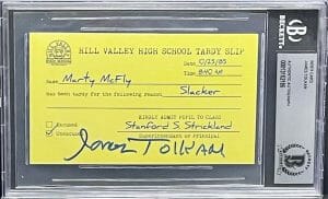 JAMES TOLKAN SIGNED GRADED 10 SLABBED BACK TO THE FUTURE TARDY SLIP BECKETT
 COLLECTIBLE MEMORABILIA