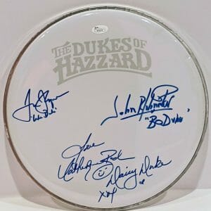 WOPAT SCHNEIDER CATHERINE BACH Signed Autograph DUKES OF HAZZARD Drumhead JSA
Opens in a new window or tab