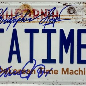 MICHAEL J. FOX C. LLOYD Autograph License Plate Back to the Future JSA COA
