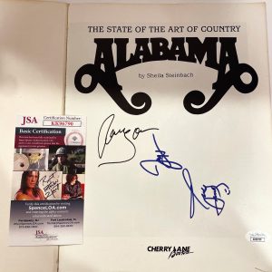 ALABAMA RANDY OWEN, JEFF COOK, TEDDY Signed Autograph Art of Country book JSA
