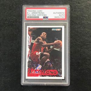 1993-94 Fleer Basketball #25 B.J. Armstrong Signed Card AUTO PSA Slabbed Bulls
