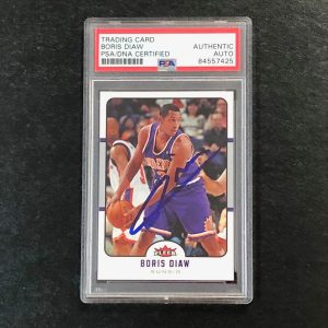 2006-07 Fleer #152 Boris Diaw Signed Card AUTO PSA Slabbed Suns
