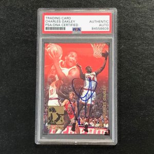 1993-94 Fleer Ultra Rebound King #7 CHARLES OAKLEY Signed Card AUTO PSA Slabbed