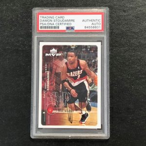 1999-00 Upper Deck MVP #132 Damon Stoudamire Signed Card AUTO PSA Slabbed Trail