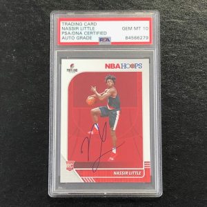 2019-20 NBA Hoops #220 Nassir Little Signed Rookie Card AUTO 10 PSA Slabbed RC B