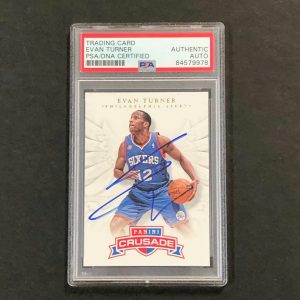 2012-13 Panini Crusade #33 Evan Turner Signed Card AUTO PSA Slabbed 76ers