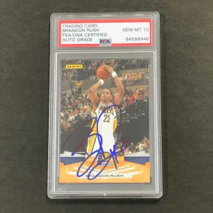 2009-10 Panini Basketball #82 Brandon Rush Signed Card AUTO 10 PSA Slabbed Pacer