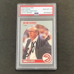 1990-91 NBA Hoops #305 Bob Weiss Signed Card AUTO 10 PSA Slabbed Hawks