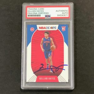 2020-21 NBA Hoops #241 Killian Hayes Signed Card AUTO PSA Slabbed RC Pistons