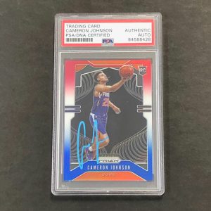 2019-20 Panini Prizm Red White And Blue #257 Cameron Johnson Signed Card PSA Sla