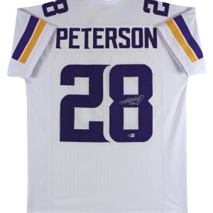 Adrian Peterson Authentic Signed White Pro Style Jersey Autographed BAS Witness