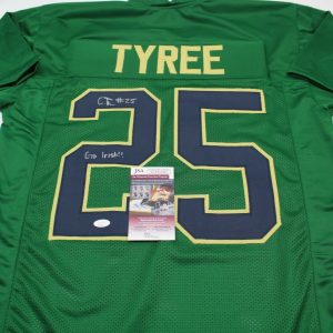 Chris Tyree Signed Custom Green Notre Dame Football Jersey w/JSA COA Proof Irish