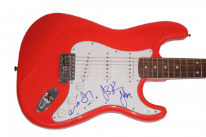 METRIC FULL BAND SIGNED AUTOGRAPH FULL SIZE RED FENDER ELECTRIC GUITAR JSA COA COLLECTIBLE MEMORABILIA