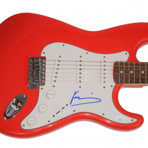 YANNI SIGNED AUTOGRAPH FULL SIZE RED FENDER ELECTRIC GUITAR - RARE! W/ JSA COA