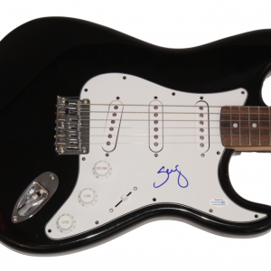 SERJ TANKIAN SIGNED AUTOGRAPH BLACK FENDER ELECTRIC GUITAR SYSTEM OF A DOWN ACOA