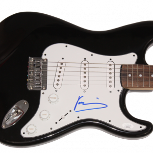 YANNI SIGNED AUTOGRAPH FULL SIZE BLACK FENDER ELECTRIC GUITAR - RARE! W/ JSA COA