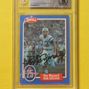 1989 SWELL GREATS DON MAYNARD #139 CERTIFIED BECKETT AUTHENTIC AUTO JETS