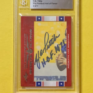 2011 LEAF SPORTS ICONS CUTS SIGNATURE Y.A. TITTLE BECKET CERTIFIED AUTO HOF