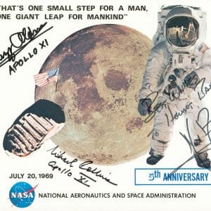 Apollo 11 (3) Armstrong, Aldrin & Collins Signed 8x10 5th Annviersary Photo BAS