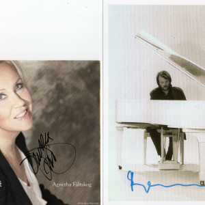 ABBA LOT OF 4 HAND SIGNED PHOTOS+COA RARE AGNETHA,FRIDA,BJORN+BENNY