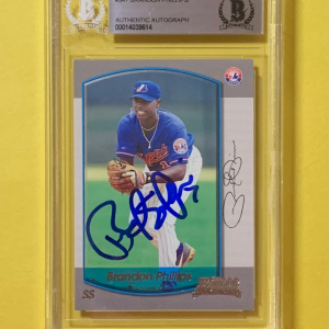 2000 BOWMAN BRANDON PHILLIPS ROOKIE #347 AUTHENTIC AUTO BECKETT CERTIFIED EXPOS