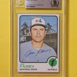 1973 TOPPS JIM FAIREY #429 AUTHENTIC AUTO BECKETT CERTIFIED EXPOS