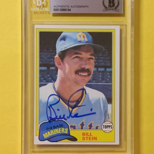 1981 TOPPS BILL STEIN #532 AUTHENTIC AUTO BECKETT CERTIFIED MARINERS