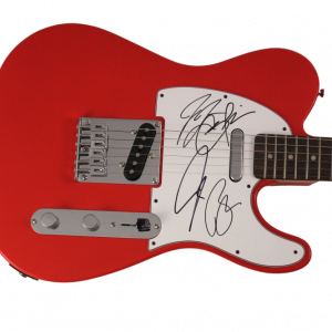 KINGS OF LEON BAND SIGNED AUTOGRAPH RED FENDER TELECASTER ELECTRIC GUITAR W/ JSA