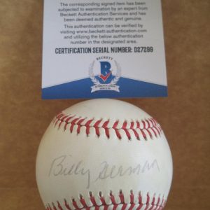 BILLY HERMAN BROOKLYN DODGERS/PIRATES D.1992 SIGNED N.L. BASEBALL BECKETT D27299
