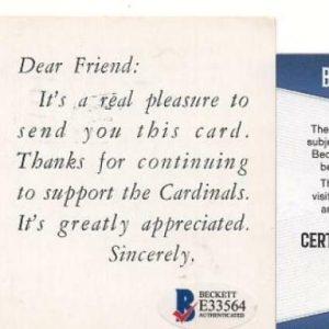 RAY JABLONSKI ST. LOUIS CARDINALS AUTOGRAPH POSTCARD VINTAGE BECKETT E33564