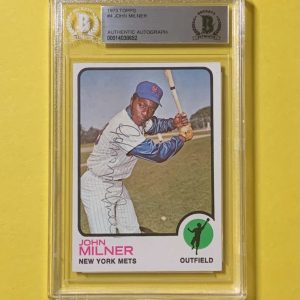 1973 TOPPS JOHN MILNER #4 AUTHENTIC AUTO BECKETT CERTIFIED METS