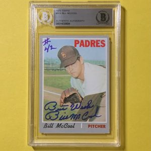 1970 TOPPS BILL MCCOOL #314 AUTHENTIC AUTO BECKETT CERTIFIED PADRES