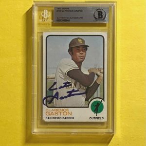 1973 TOPPS CLARENCE GASTON #159 AUTHENTIC AUTO BECKETT CERTIFIED PADRES