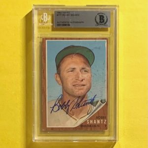 1962 TOPPS BOBBY SHANTZ #177 AUTHENTIC AUTO BECKETT CERTIFIED COLTS
