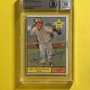 1961 TOPPS RAY RIPPELMEYER #276 SIGNED ROOKIE CARD BECKETT AUTH. AUTO 10 REDS