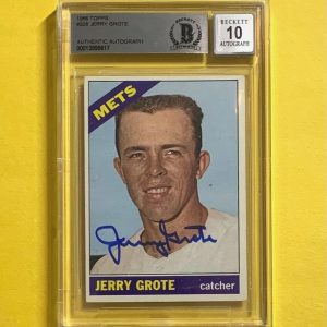 1966 TOPPS JERRY GROTE #328 SIGNED CARD BECKETT AUTH. AUTO 10 METS