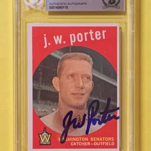 1959 TOPPS J.W. PORTER #246 AUTHENTIC AUTO BECKETT CERTIFIED SENATORS
