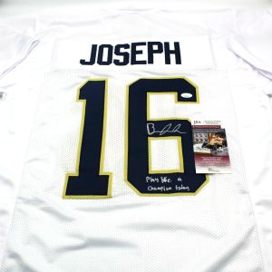 Brandon Joseph Signed Custom White Notre Dame Football Jersey w/JSA COA Proof