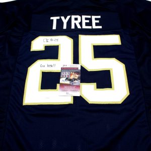 Chris Tyree Signed Custom Blue Notre Dame Football Jersey w/JSA COA Proof