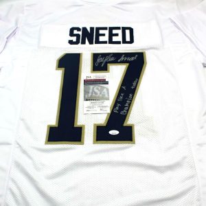Jaylen Sneed Signed Custom White Notre Dame Football Jersey w/JSA COA Proof #1