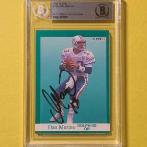 1991 FLEER DAN MARINO #124 AUTHENTIC AUTO BECKETT CERTIFIED HOF DOLPHINS